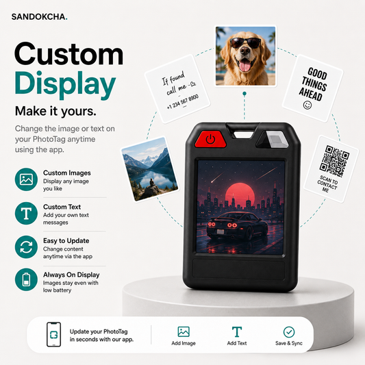 PhotoTag Smart Keychain Tracker with a Screen — Works with iPhone & Android