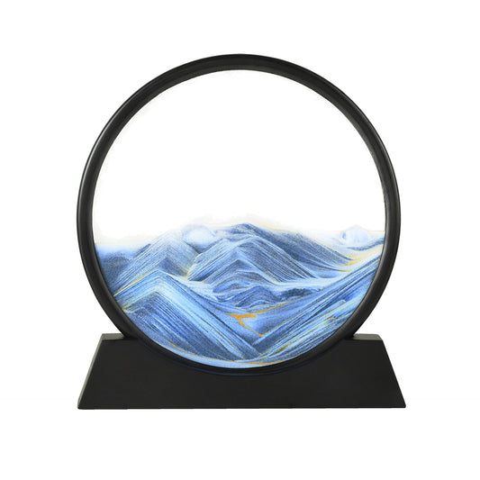 7" 3D Sand Art - Round Glass Ocean Sandscape Decor.