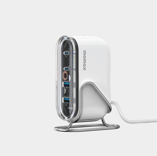 Momax 80W GaN Desktop Fast Charger – 4 Ports | White