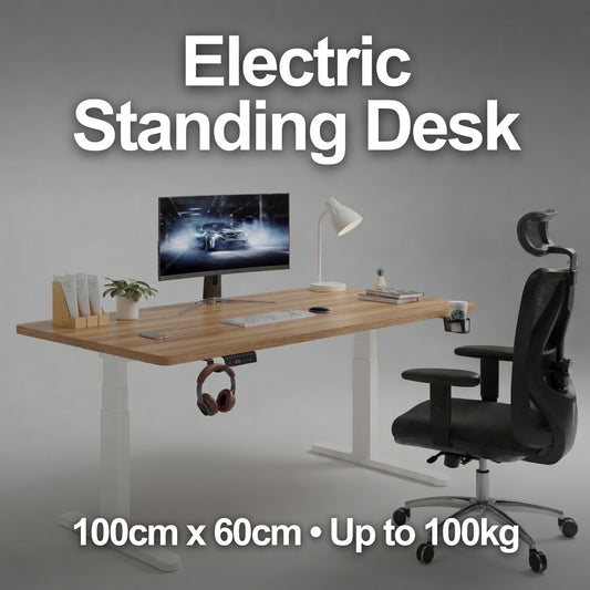 Electric Height-Adjustable Standing Desk - 100cm x 60cm Compact Sit-Stand Office Desk