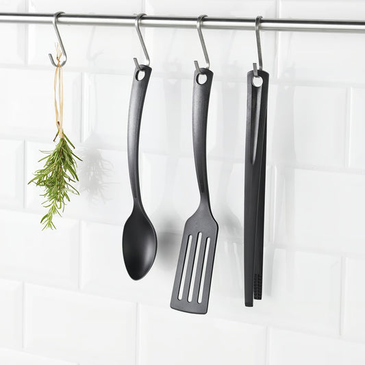 IKEA GNARP 3-piece kitchen utensil set, black