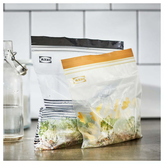 IKEA ISTAD Resealable bag, patterned black/yellow, 2.5/1.2 l