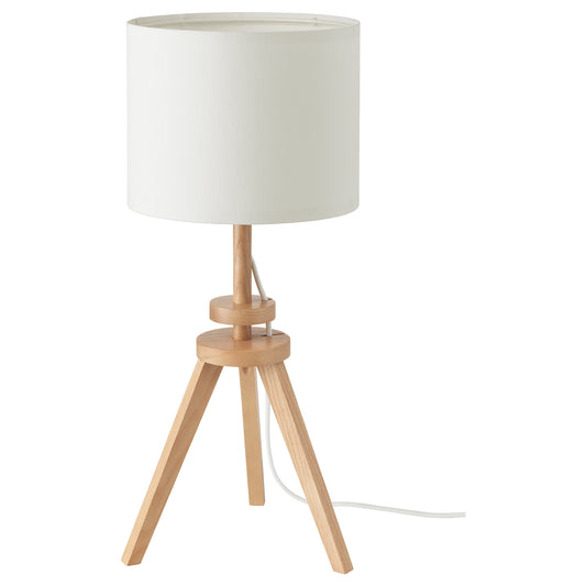 IKEA LAUTERS Table Lamp – Ash/Wood, White, Recycled PET Shade