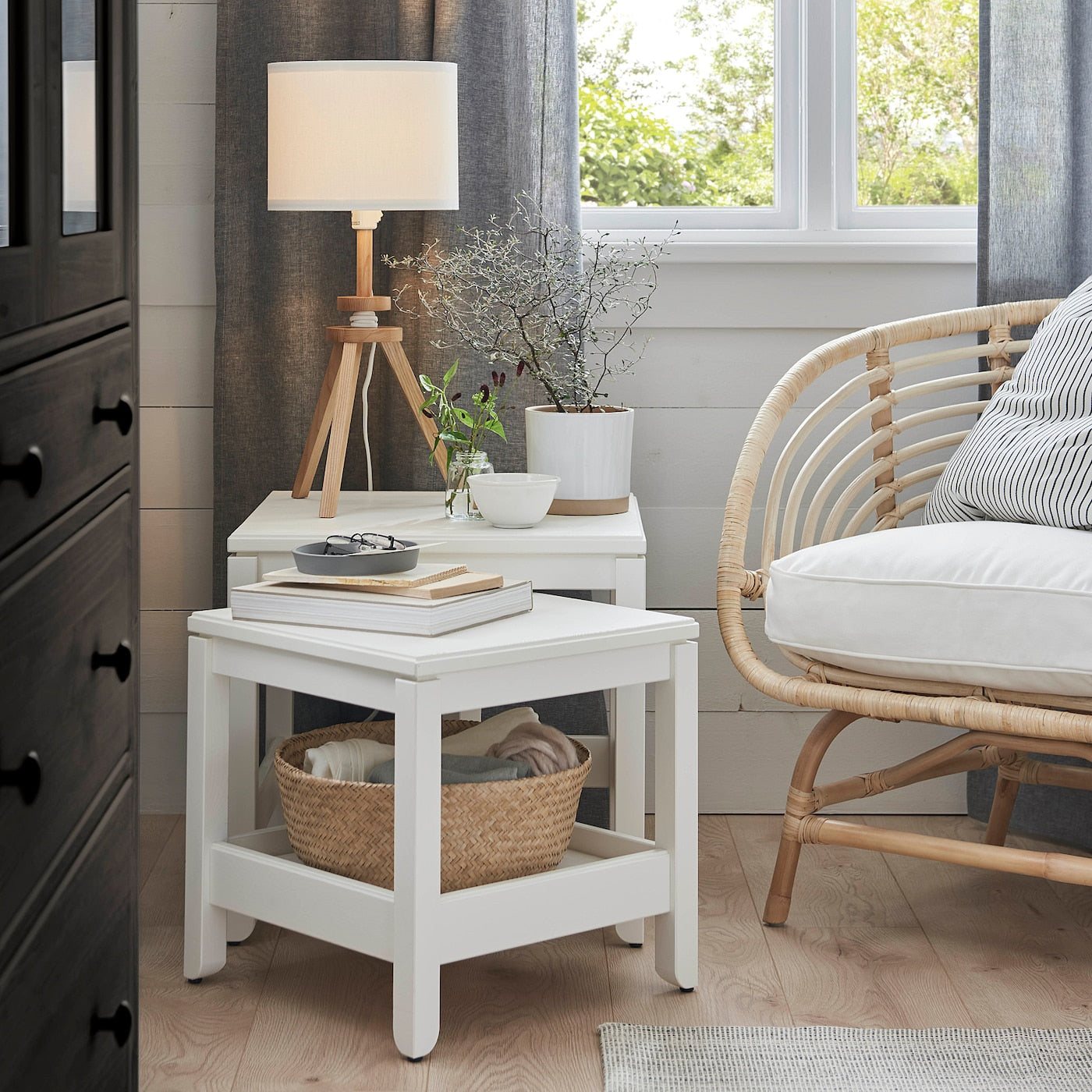 IKEA LAUTERS Table Lamp – Ash/Wood, White, Recycled PET Shade