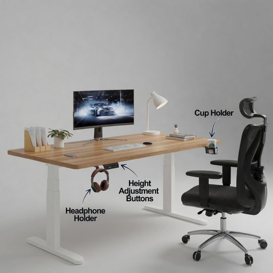 Electric Height-Adjustable Standing Desk - 100cm x 60cm Compact Sit-Stand Office Desk
