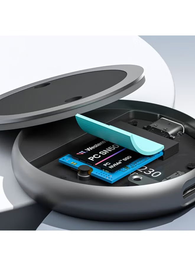 M.2 2230 NVMe SSD Magnetic Enclosure Mobile Hard Disk Case with PD 100W Fast Charge