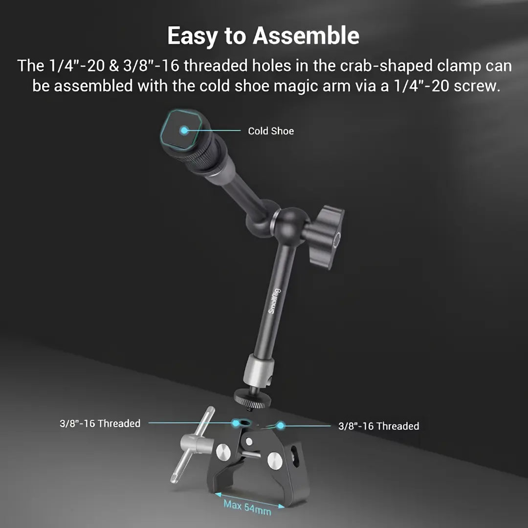 SmallRig Magic Arm + Clamp with Cold Shoe — for Monitor / LED / Mic / Action Cam