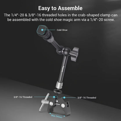 SmallRig Magic Arm + Clamp with Cold Shoe — for Monitor / LED / Mic / Action Cam