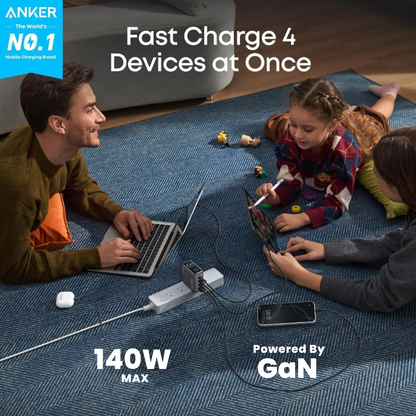 Anker ZOLO 140W GaN 4-Port USB-C Fast Charger with Smart Display