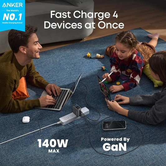 Anker ZOLO 140W GaN 4-Port USB-C Fast Charger with Smart Display