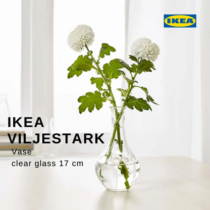 VILJESTARK Vase, clear glass, 17 cm