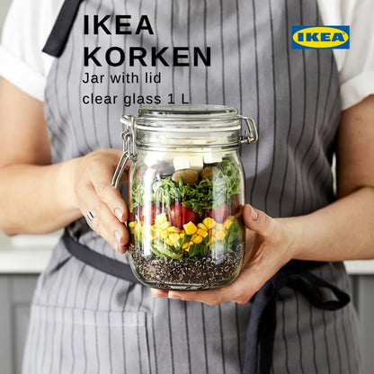 IKEA KORKEN Jar with lid, clear glass, 1 L
