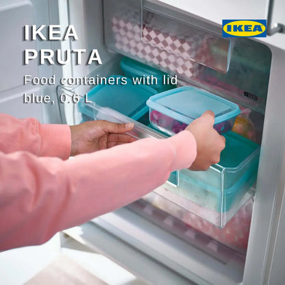 IKEA PRUTA Food container with lid, blue, 0.6 L