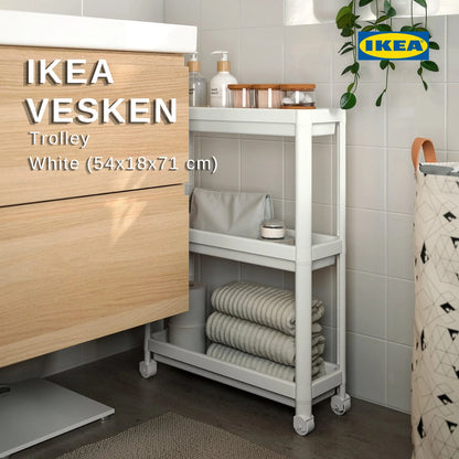 IKEA VESKEN Trolley – White (54x18x71 cm)