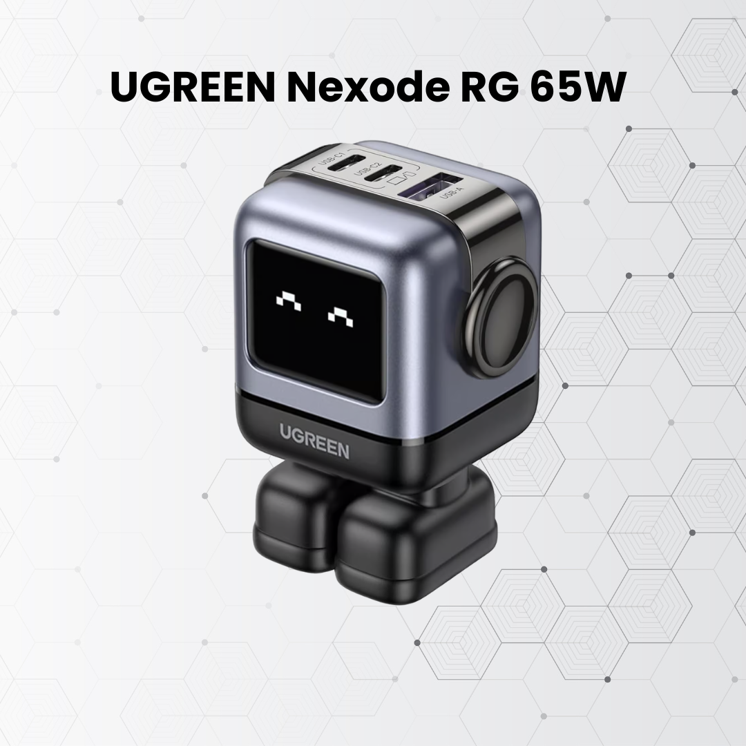UGREEN Nexode RG 65W GaN Charger | 3-Port | Robot LED Display