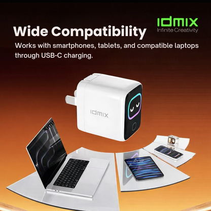 iDMIX Power Cube 45W GaN Smart Screen USB-C Charger – White