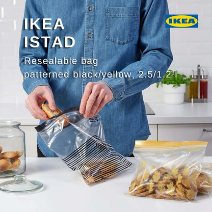IKEA ISTAD Resealable bag, patterned black/yellow, 2.5/1.2 l