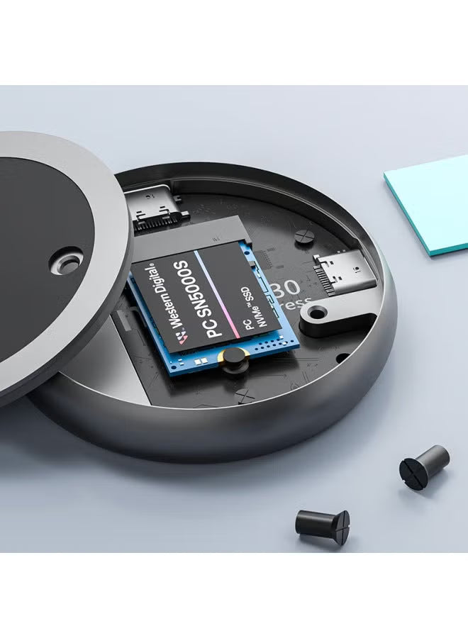 M.2 2230 NVMe SSD Magnetic Enclosure Mobile Hard Disk Case with PD 100W Fast Charge