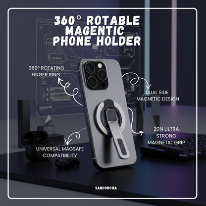 360° Rotating Magnetic Phone Holder – Double-Sided MagSafe Stand