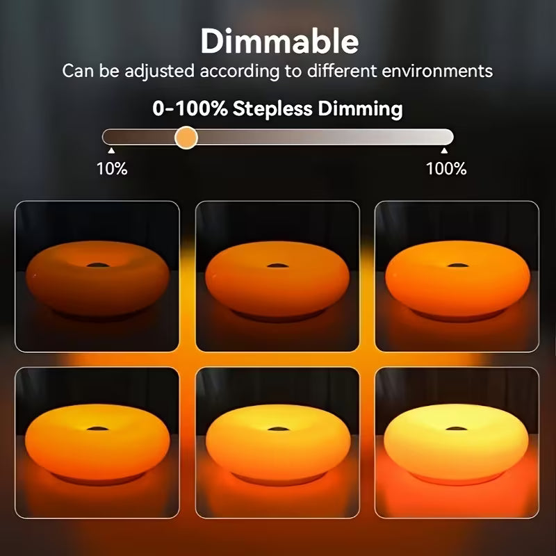 Donut Desk Lamp – USB Rechargeable Lamp with Touch Control, Dimmable LED, 3 Light Modes | Decorative Table/Wall Light – Orange