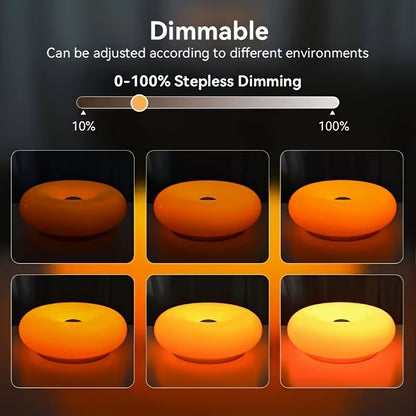 Donut Desk Lamp – USB Rechargeable Lamp with Touch Control, Dimmable LED, 3 Light Modes | Decorative Table/Wall Light – Orange