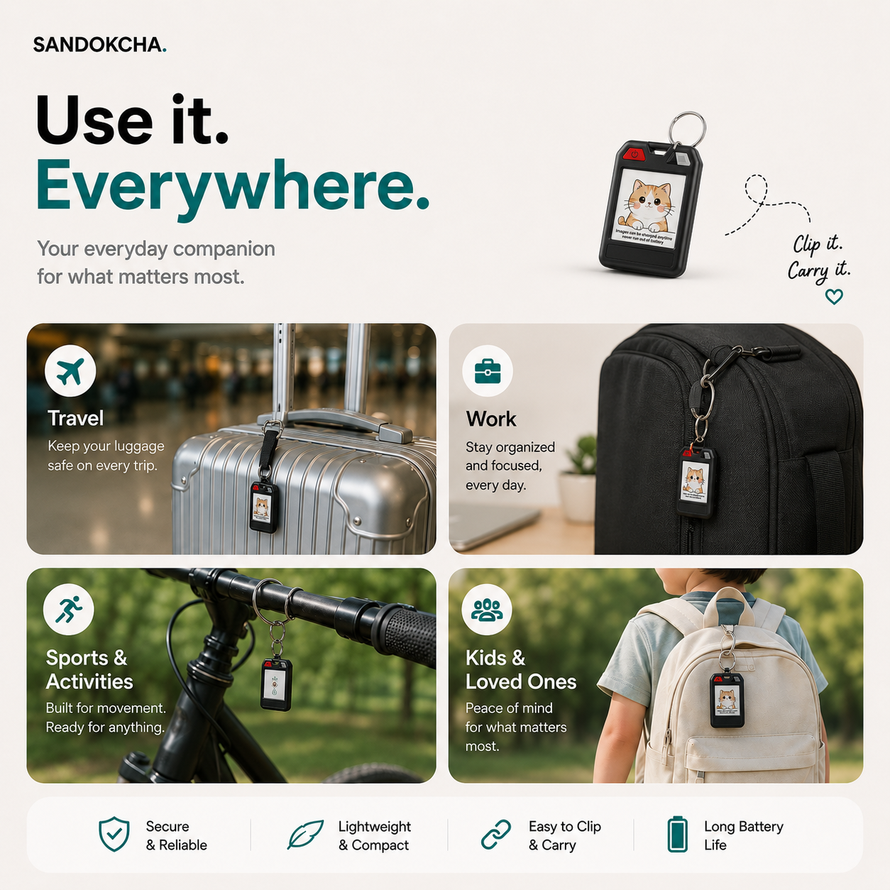 PhotoTag Smart Keychain Tracker with a Screen — Works with iPhone & Android