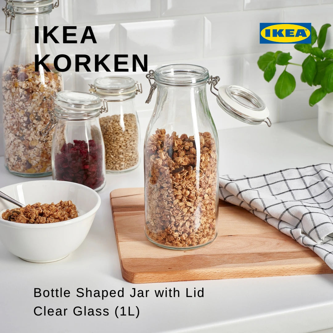 IKEA: KORKEN Bottle Shaped Jar with Lid – Clear Glass (1L)