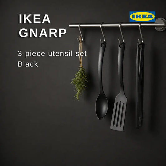 IKEA GNARP 3-piece kitchen utensil set, black