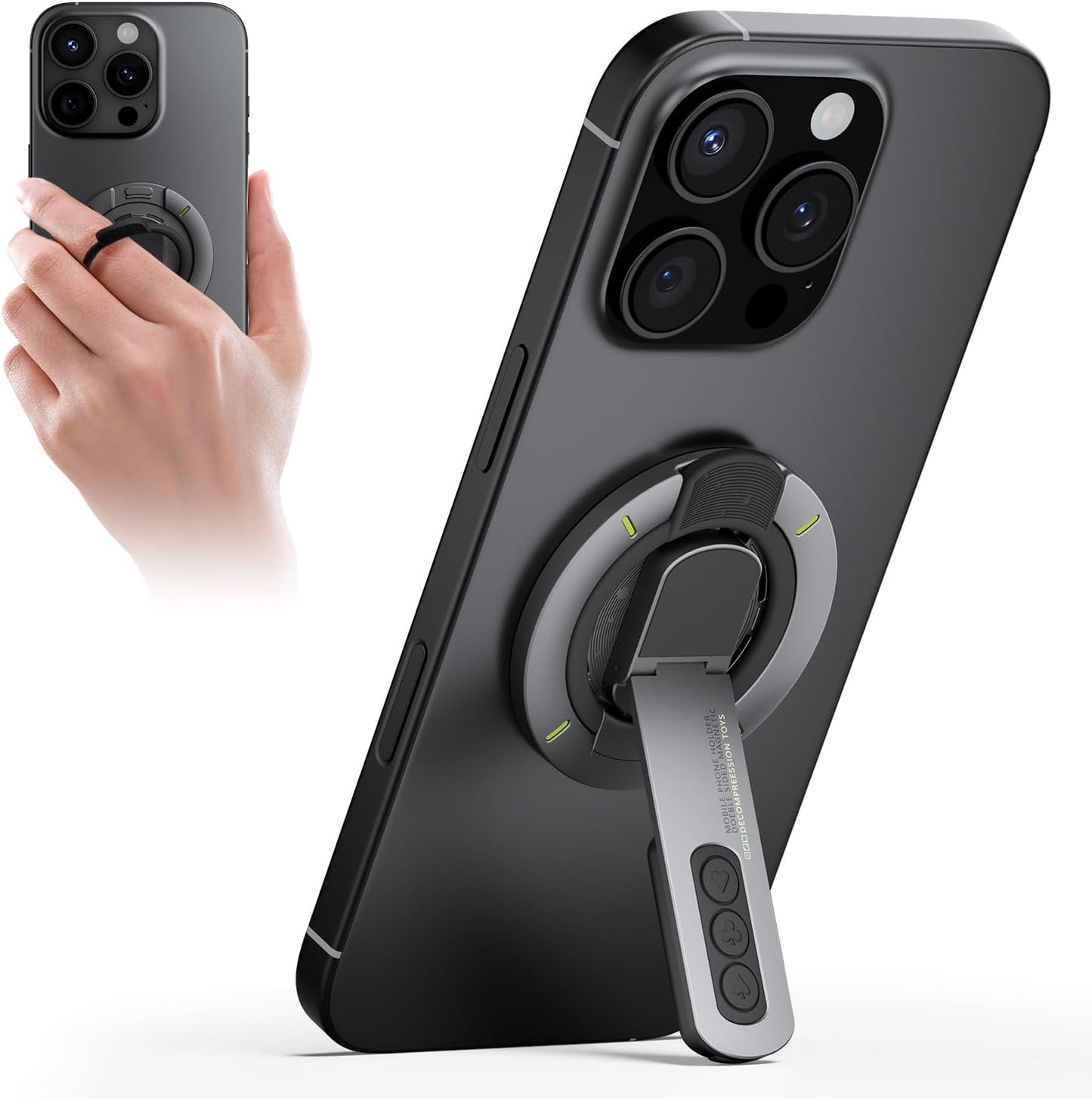 Double-Sided Magnetic Phone Holder with Stress-Relief Grip