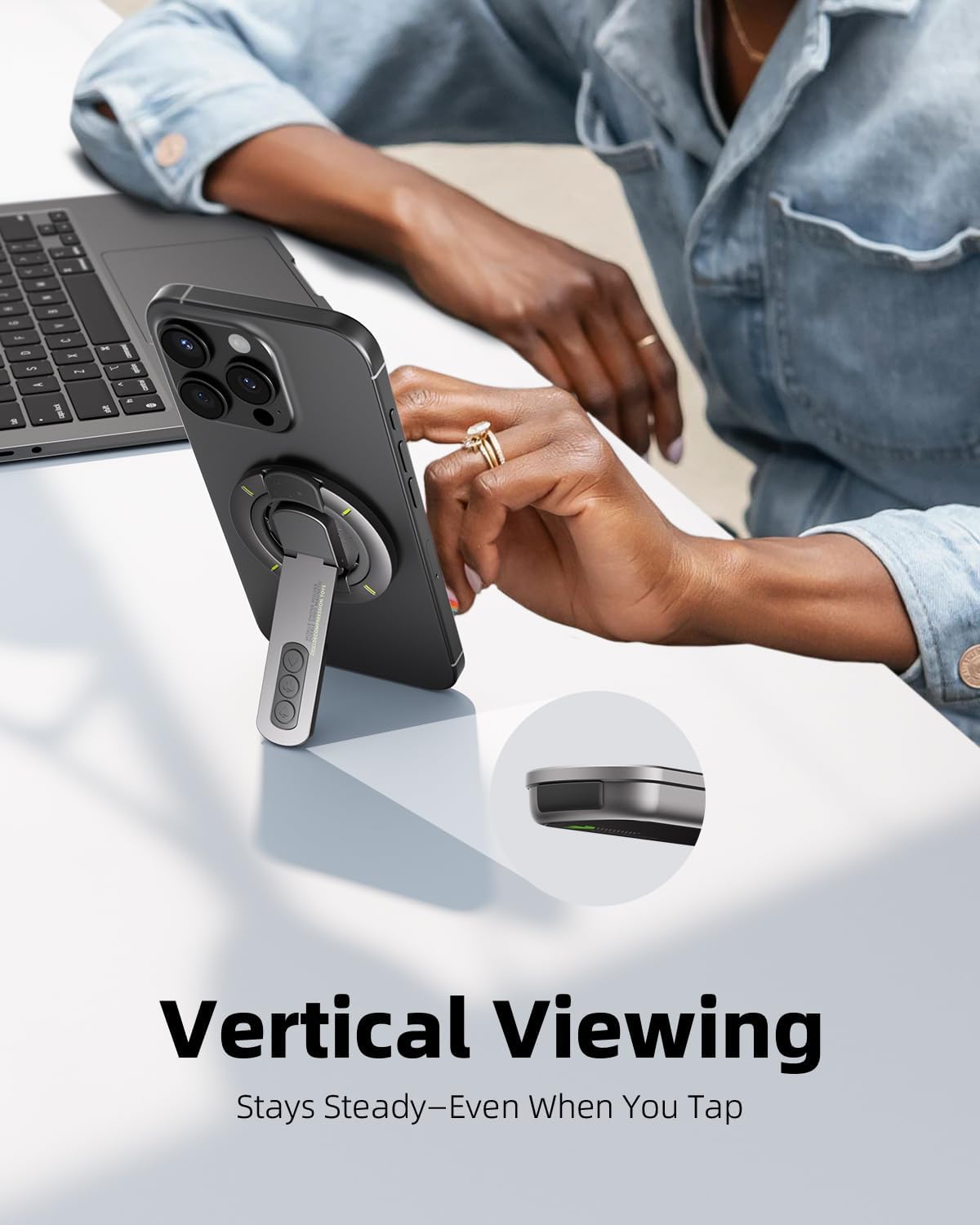 Double-Sided Magnetic Phone Holder with Stress-Relief Grip