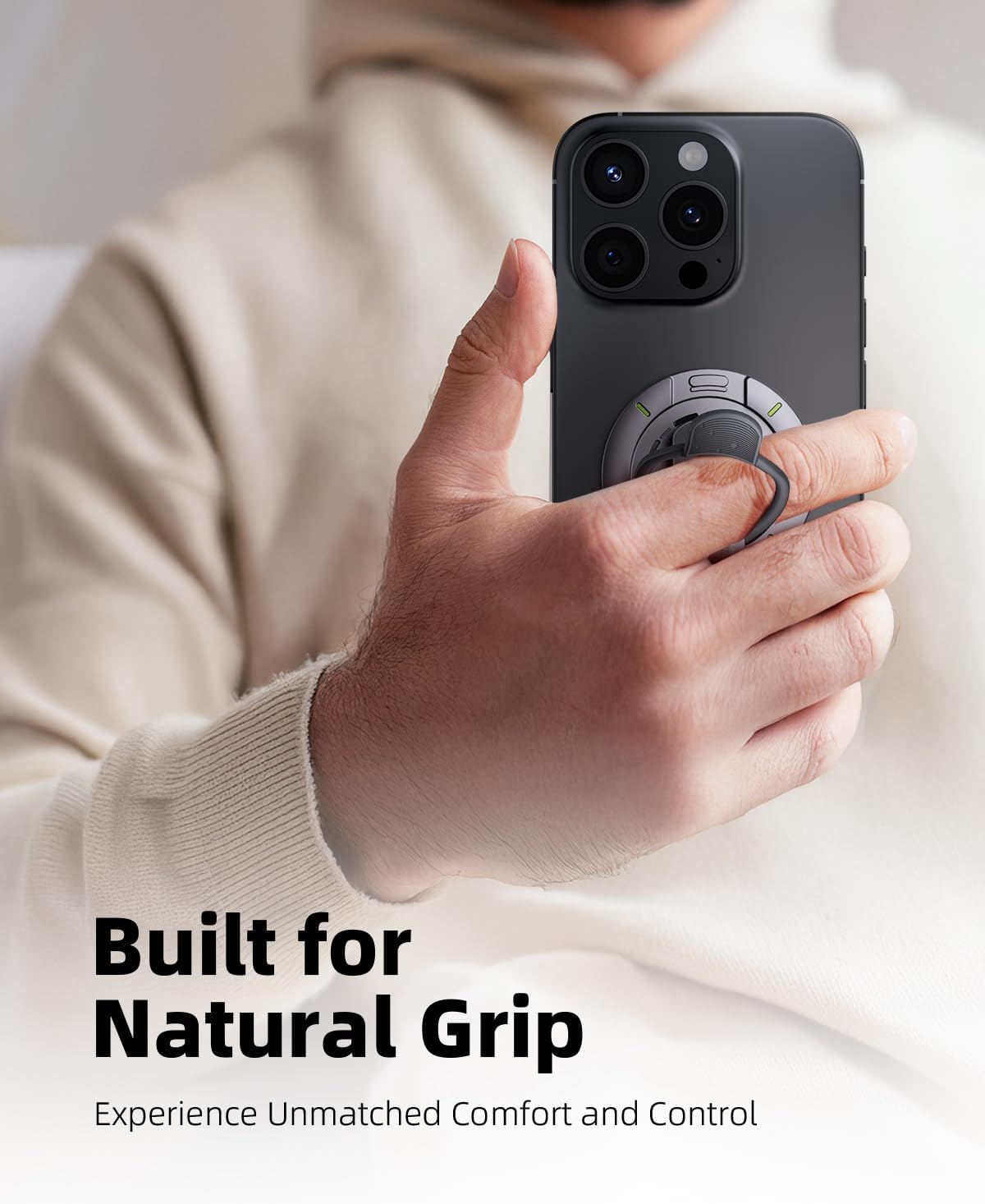 Double-Sided Magnetic Phone Holder with Stress-Relief Grip