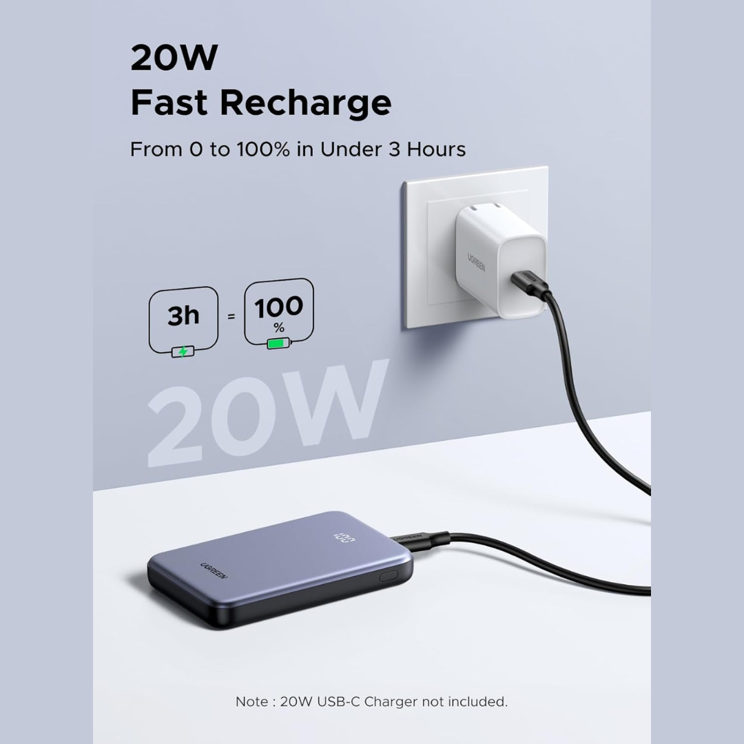 UGREEN Slim Power Bank 10000mAh | 20W Apple Fast Charge + 22.5W
