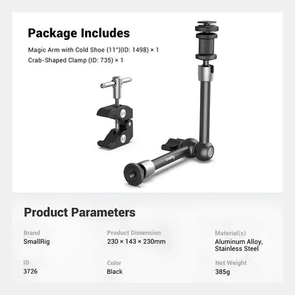 SmallRig Magic Arm + Clamp with Cold Shoe — for Monitor / LED / Mic / Action Cam