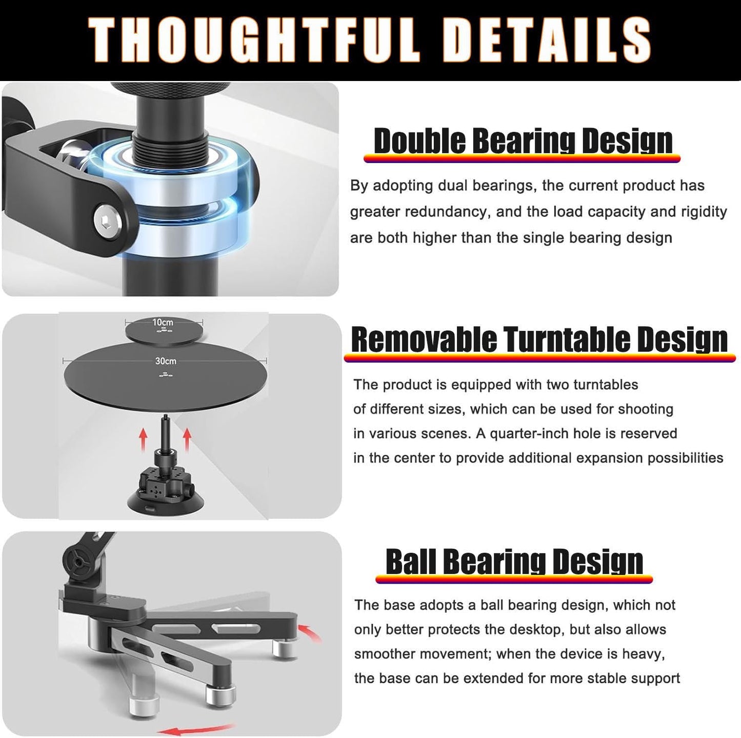 360° Panoramic Camera Spinner — Manual Rotating Photography Platform with 110cm Telescopic Arm