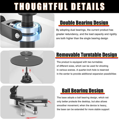 360° Panoramic Camera Spinner — Manual Rotating Photography Platform with 110cm Telescopic Arm