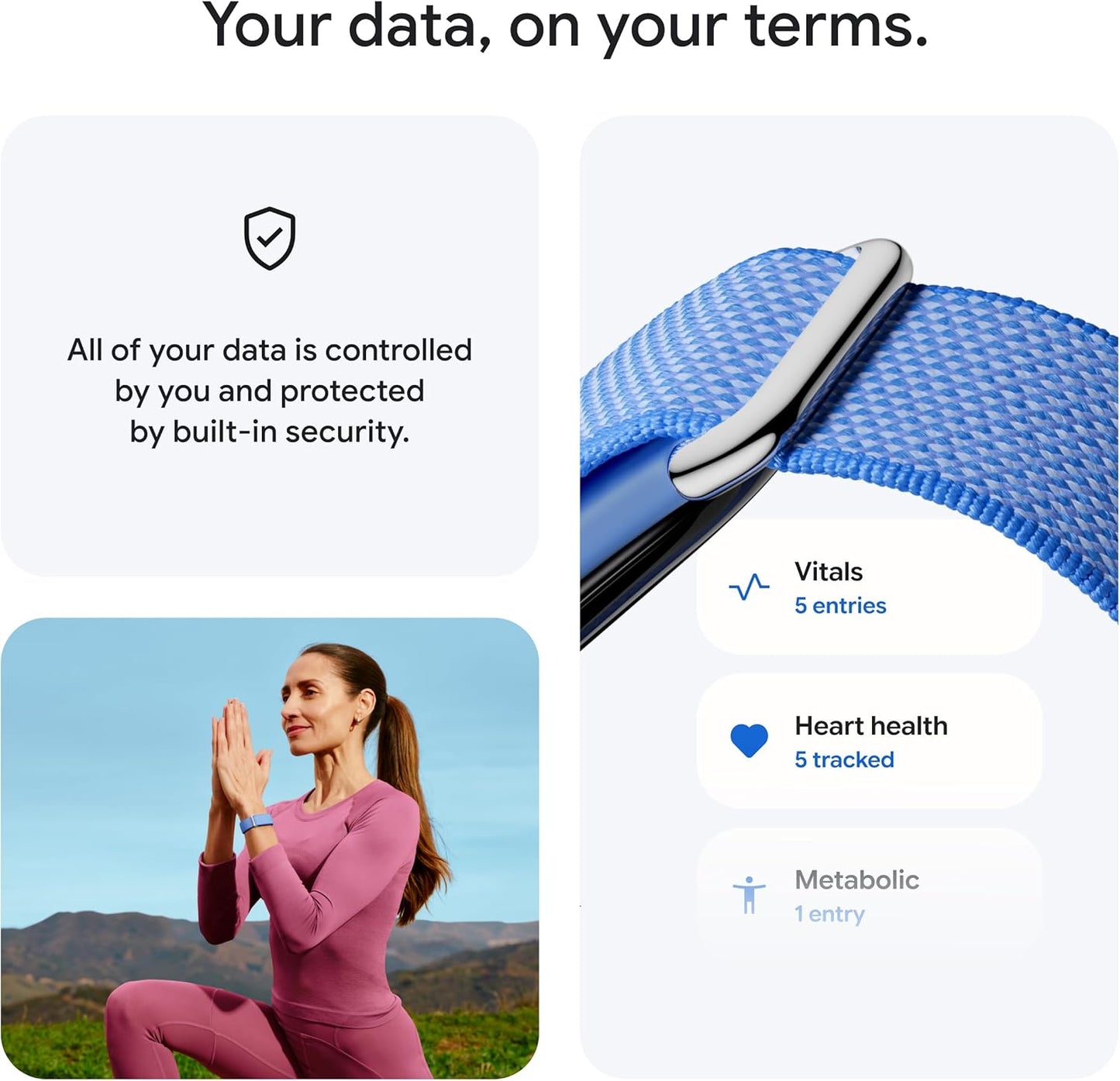 Google Fitbit Air Screenless Fitness & Activity Tracker | 24/7 Health Monitoring | 7-Day Battery | Water Resistant
