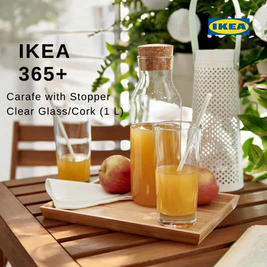 IKEA 365+ Carafe with Stopper – Clear Glass/Cork (1 L)