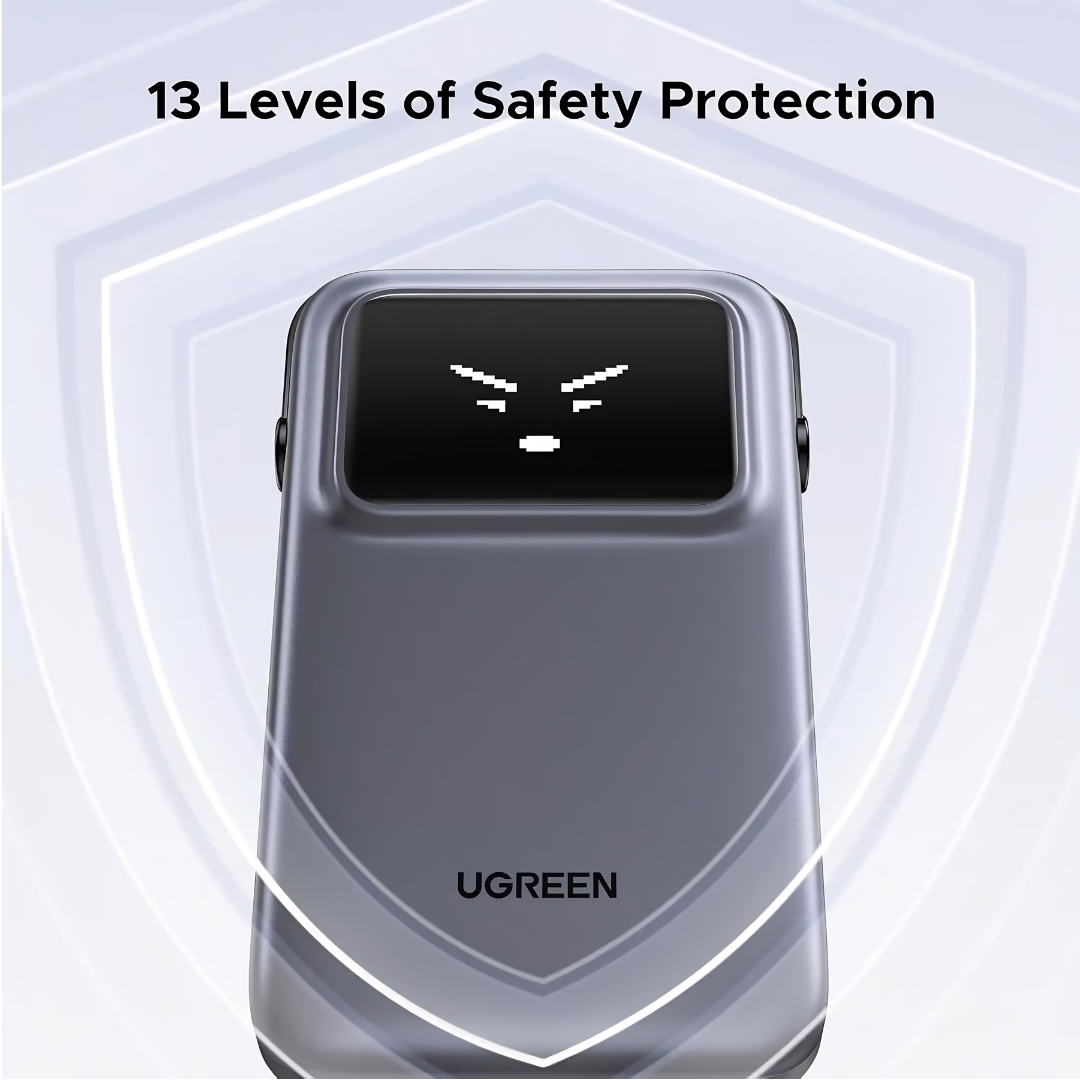 UGREEN Uno 10000mAh 30W Power Bank | Built-in Cable | TFT Display