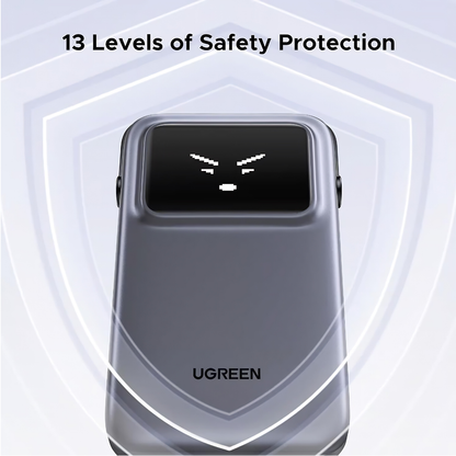 UGREEN Uno 10000mAh 30W Power Bank | Built-in Cable | TFT Display