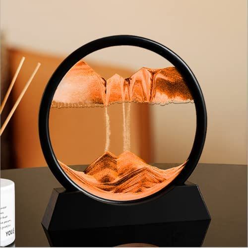 7" 3D Sand Art - Round Glass Ocean Sandscape Decor.