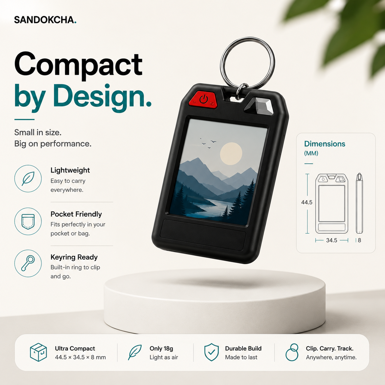 PhotoTag Smart Keychain Tracker with a Screen — Works with iPhone & Android
