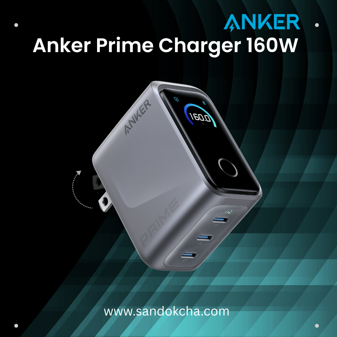 Anker Prime Charger 160W 3-Port USB-C Smart Display