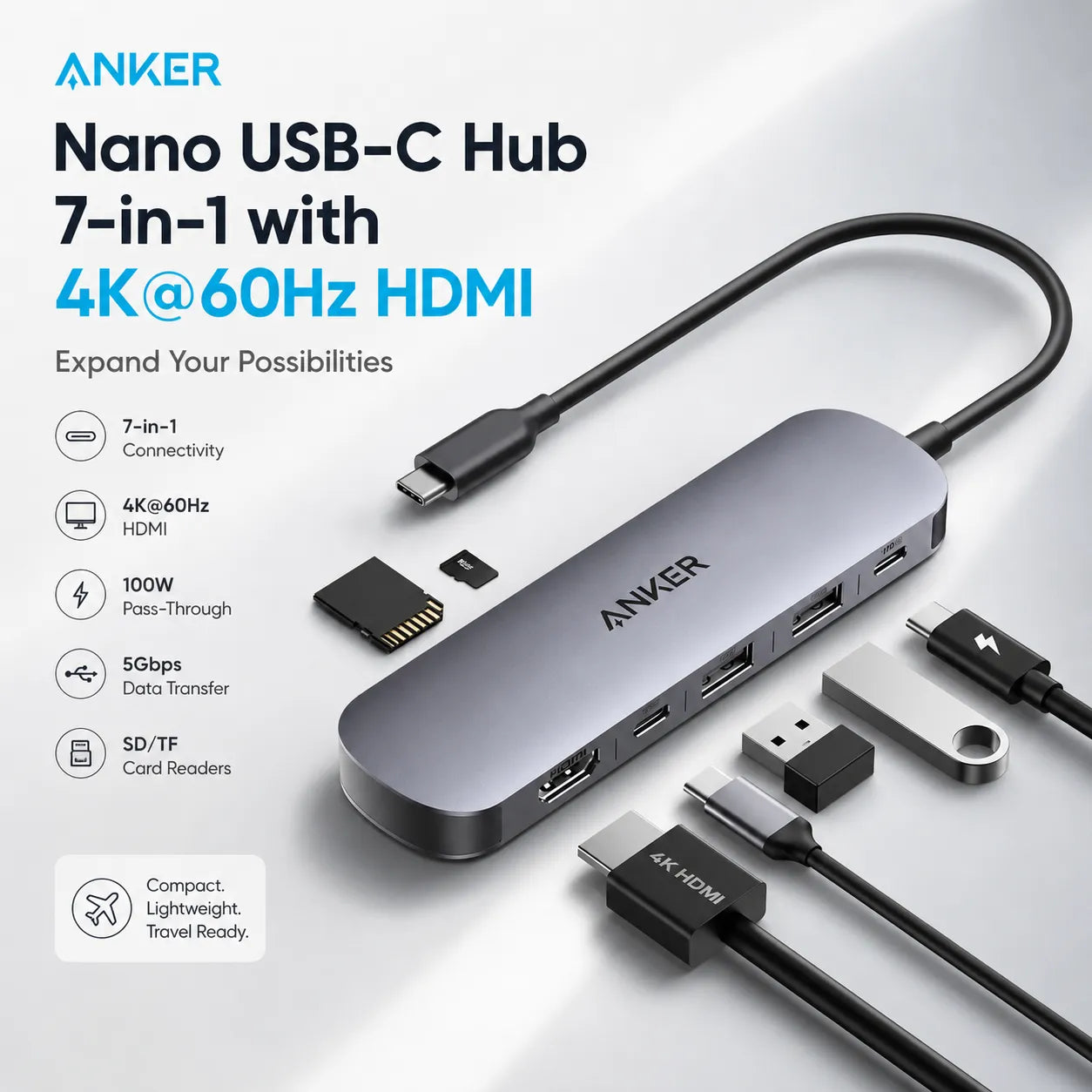 Anker Nano USB-C Hub 7-in-1 with 4K@60Hz HDMI