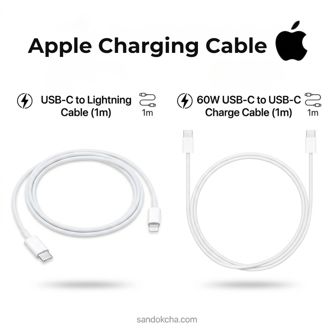 Apple charging cable with USB-C to Lightning and 60W USB-C to USB-C