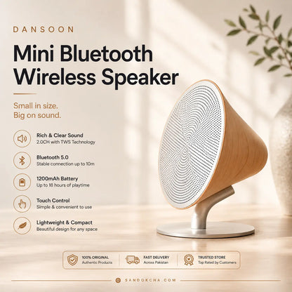 DANSOON Mini Bluetooth Wireless Speaker — Light Wood