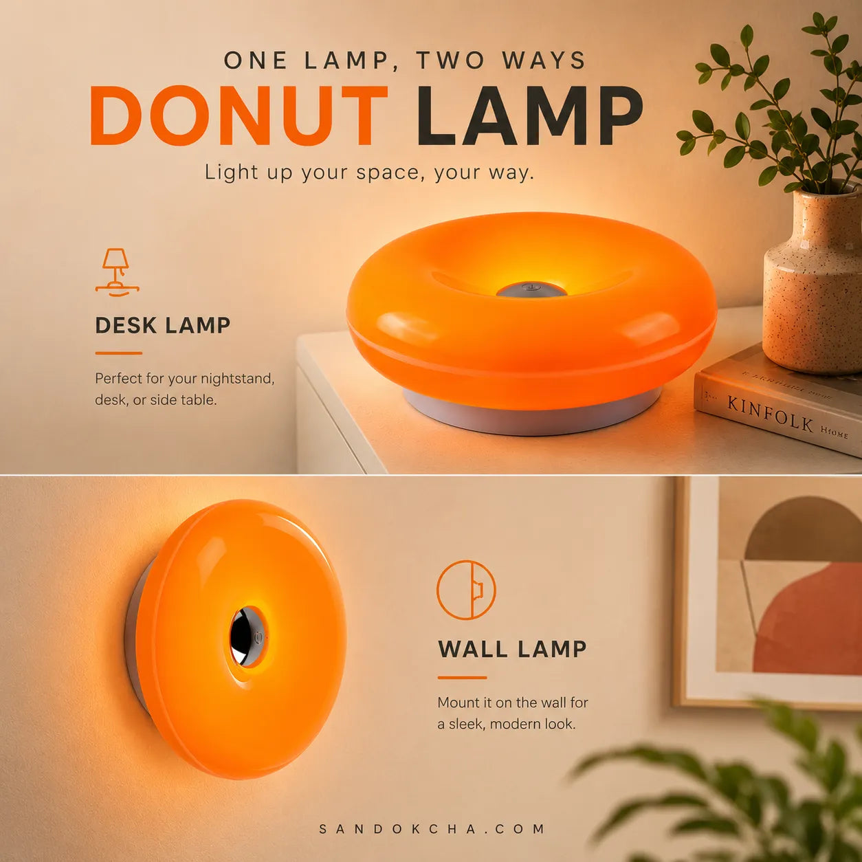 The Viral Donut Lamp — 3 Sizes, 3 Light Modes, Touch Control