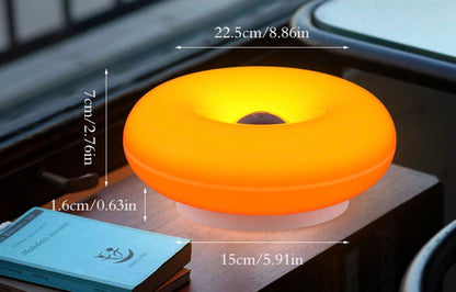 Donut Desk Lamp – USB Rechargeable Lamp with Touch Control, Dimmable LED, 3 Light Modes | Decorative Table/Wall Light – Orange