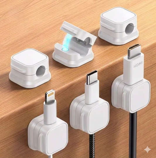 Cable Clips Organizer Pakistan – Pack of 6 Self-Adhesive PVC Cord Holders for Desk, Wall & Office Wire Management