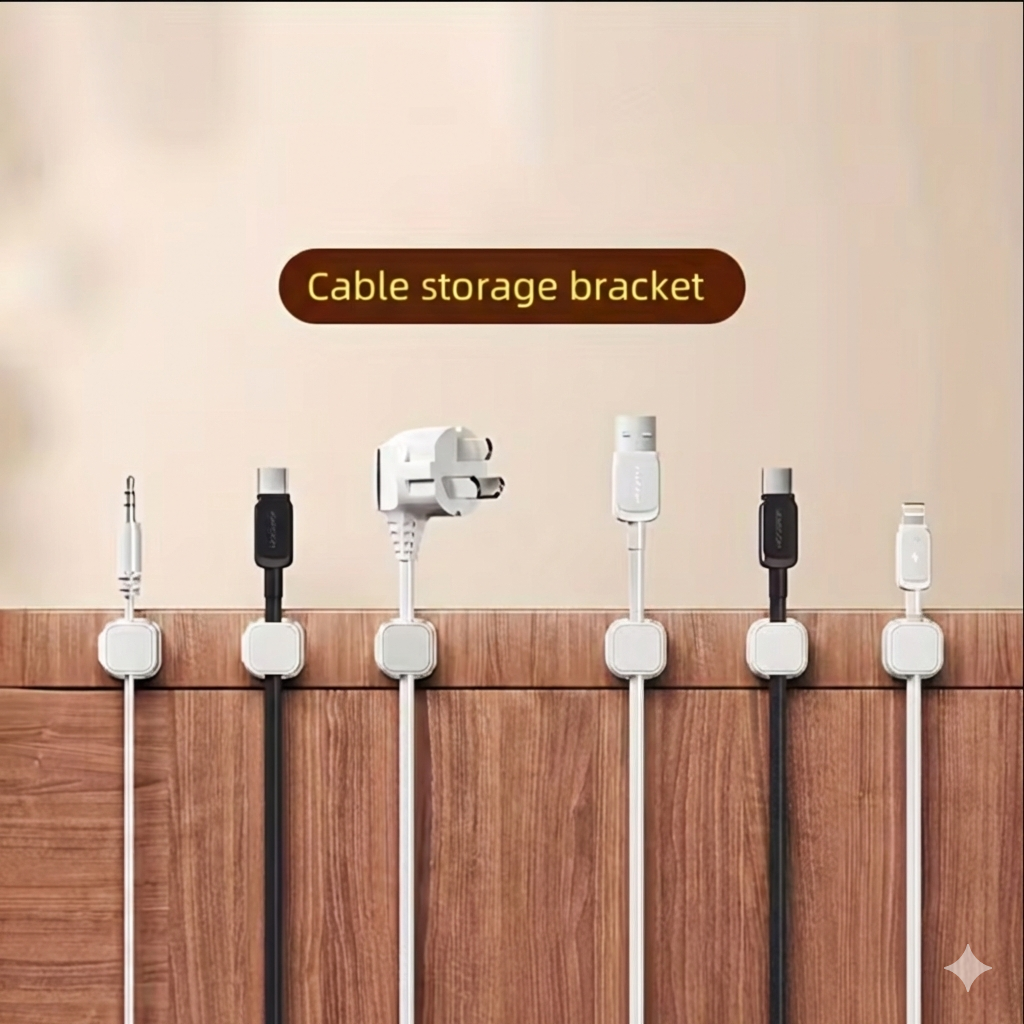 Cable Clips Organizer Pakistan – Pack of 6 Self-Adhesive PVC Cord Holders for Desk, Wall & Office Wire Management