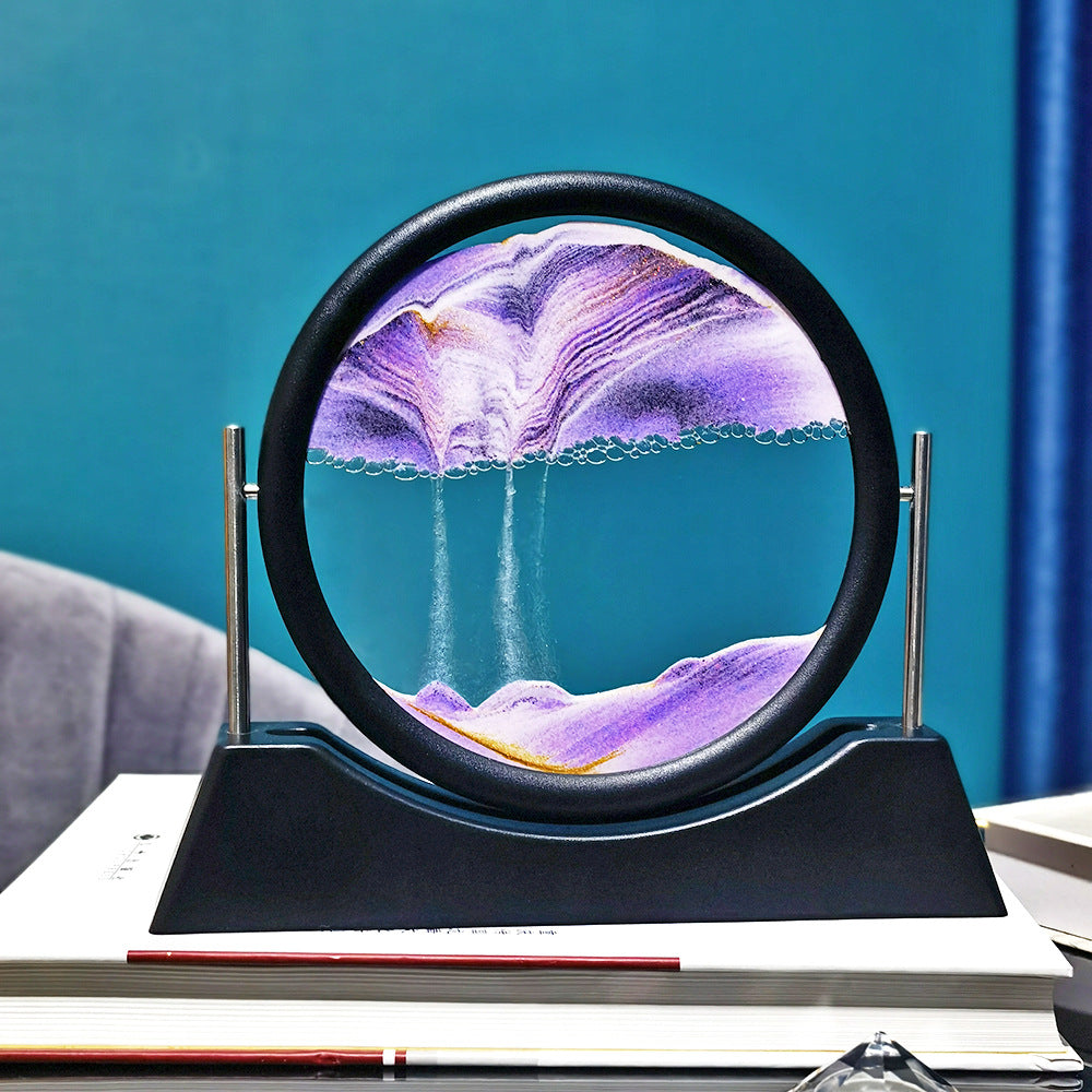 12" 3D Sand Art - Round Glass Ocean Sandscape Decor.